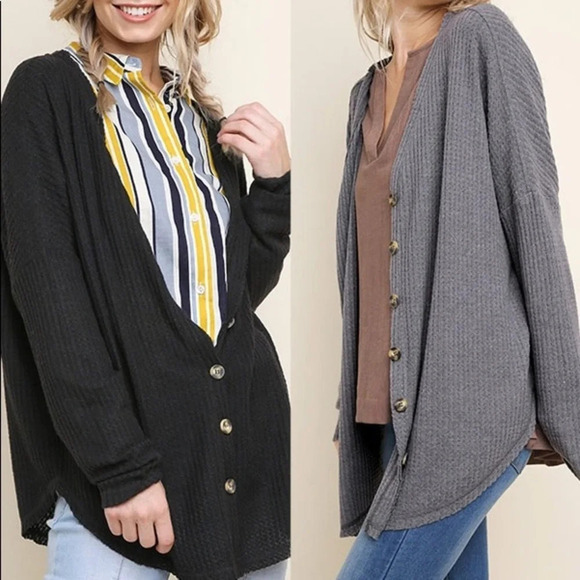 Boutique NWT Umgee long sleeve cardigan waffle knit - Picture 3 of 3